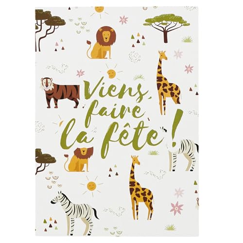 PARTY TIME - EA10229 - Set of 6 Savannah Invitation Cards, white - Image 2