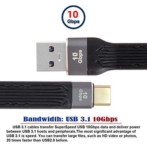 CY 10Gbps USB 3.1 Type C Male to USB3.0 Type A Male Flat Slim FPC Data Cable 13cm Compatible with iPhone 15 Laptop Phone - Image 3