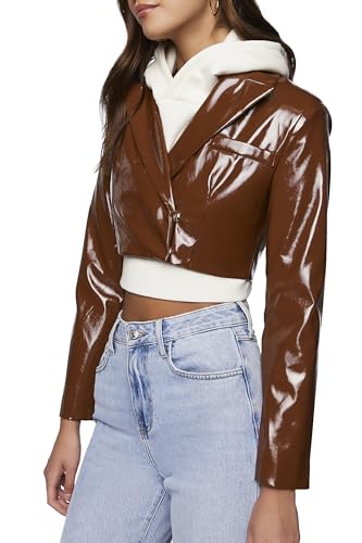 Forever 21 Womens Faux Patent Leather Cropped Blazer2