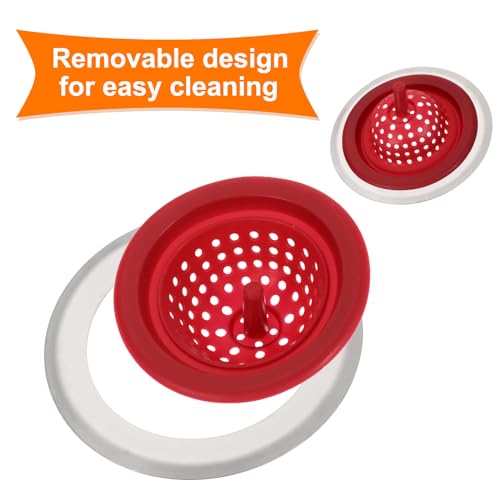 Colador para fregadero de silicona uxcell 2 piezas rojo miniatura 4