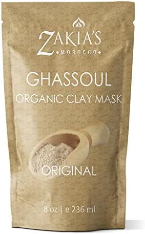 Moroccan Ghassoul Clay Mask - Organic Natural Facial Mask and Skin Care Treatment - Anti-aging Mud Mask Heals Dry & Oily Skin, Acne, Eczema & Psoriasis - 8 Oz