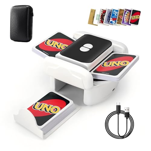 Kevsuvqin Geräuscharmer Kartenmischmaschine Elektrische, 3000mAh Kartenmischer, 2 Modi, Spielkartenablage, Mischmaschine Karten für 2 Decks, Karten Mischgerät für UNO, Poker, Texas Hold Em, Blackjack