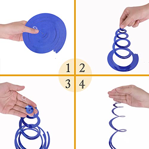 Image of 30 Pieces Blue Foil Ceiling Hanging Party Swirl Decorations Plastic Streamers Photo Backdrop for Birthday Graduation Wedding Baby Shower Wedding Bachelorette Galaxy Theme Party Decorations