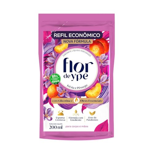 Flor de Ypê Sabonete Líquido, Frésia e Pêssego, 200ml (Refil)