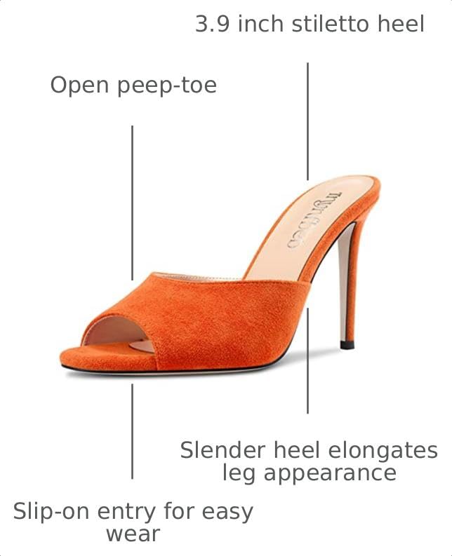 Image of TNYNFBEB Women Stiletto High Heel Peep Open Toe Sandals Slingback Slip-on Wedding Office Cute Basic Classic 3.9 Inches Heels