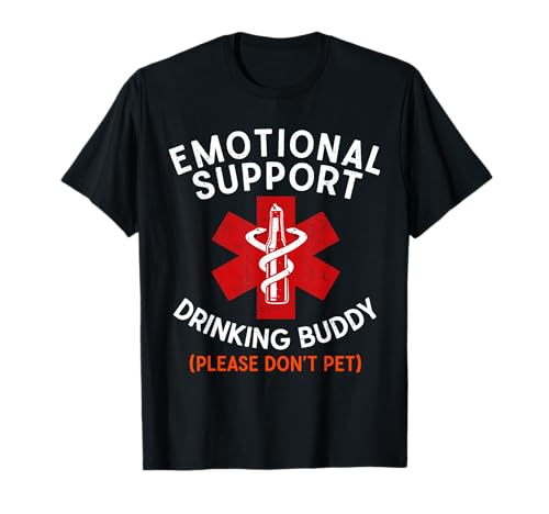 Emotional Support Drinking Buddy Please Don't Pet Retro T-Shirt