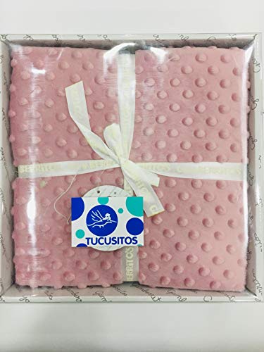 Manta de topos en color rosa palo 80X110cm