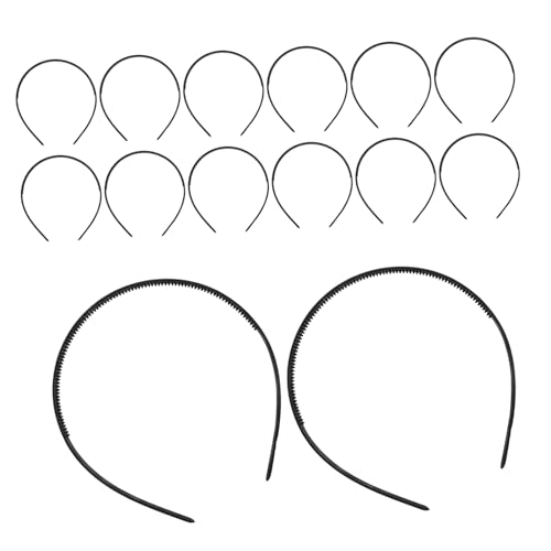FRCOLOR 18個ブラックプラスチック薄型ヘアバンド 防滑歯付き男女兼用 軽量快適用ヘアアクセサリー スキンケアメイク洗顔ヨガ適用
