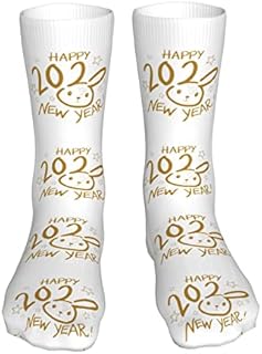 883 Compression Socks Year Of The Rabbit Happy New Year 2023 Calf Socks Non Slip Crew Socks Comfort Sports Socks For Jogging Hiking Trekking 40cm