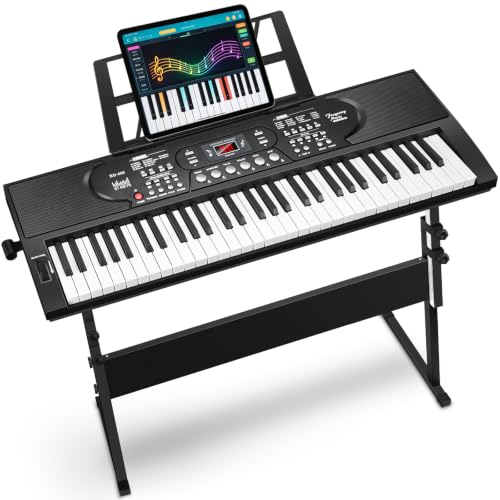 Image of 61 Key Keyboard Piano, Portable Electric Piano Kit with Stand for Beginners