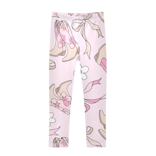 Cowgirl Boots Girls Leggings,Workout Leggings for Girls Toddler Athletic Legging Size for 3-10T