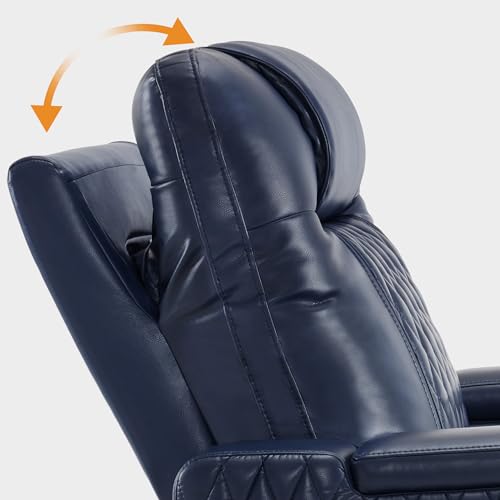 Image of MCombo Oversized Power Recliner Chair with Adjustable Headrest & LED Light for Adults, Zero Gravity Recliner with USB & Type C Ports, Cup Holders for Living Room & Home Theater, Faux Leather HTS401