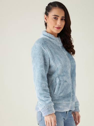 Image of Modeve Women Solid Full Sleeve Fur Standard Length Jacket For Winter