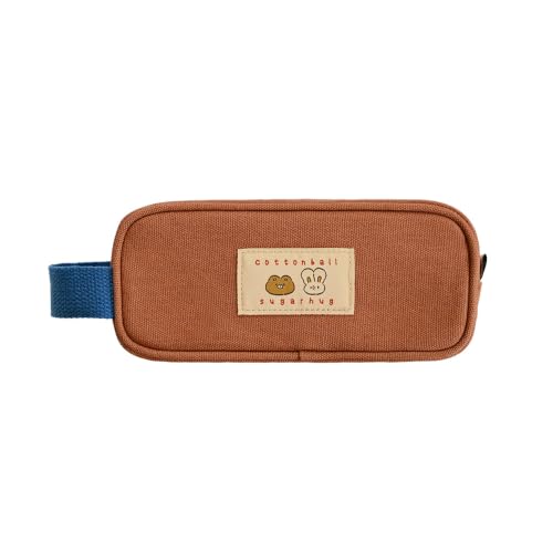 Image of Monolike Unmatched Friends Butter Pencil Case, Orange - Structured Square Desk Organizer, Large Capacity Aesthetic Stationery Pouch & Makeup Brush Bag
