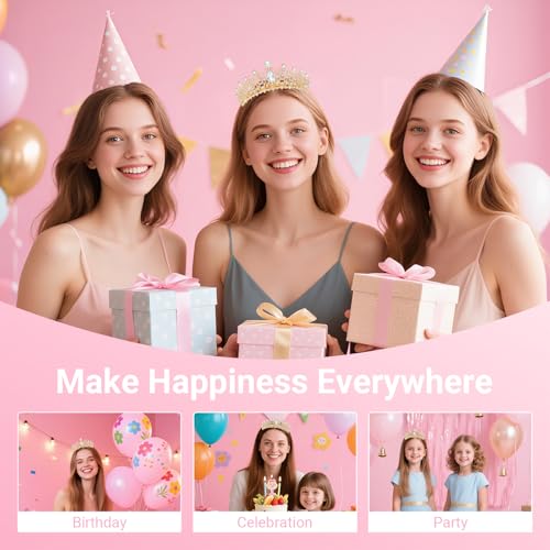Birthday Tiara and Crown with Sash, Birthday Tiara for Women Party (Gold)