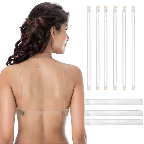iMucci Clear Bra Straps 3 Pairs Shoulder Strap with 3pcs Clear Back Straps