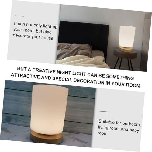Lámpara de Mesa de Noche Cilíndrica LED con Madera USB miniatura 4