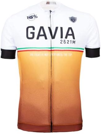 Level Maglia da Ciclismo Logo Stelvio, Traspirante a Maniche Corte, Passo  Gavia 2621mt, Bianco e Arancione, Unisex : Abbigliamento