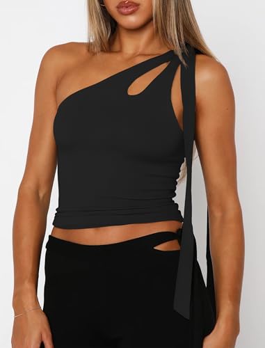 Matunana Womens One Shoulder Tops - Going Out Crop Y2k Cute Tank Top - image 2