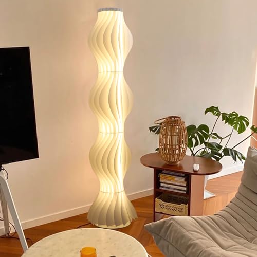 Vrygle Piantana LED da Terra Design Gonna a Sirena, Lampada da Salotto Dimmerabile con Paralume in Acrilico, Luce Regolabile 170cm, (Lampadina Inclusa)