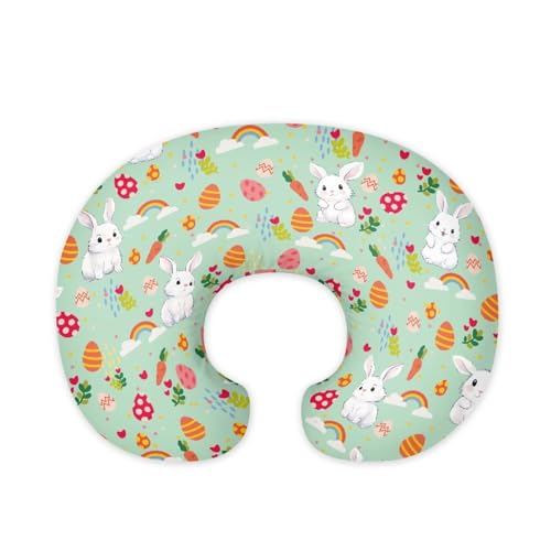 Hechitok Carrot Rabbit Baby Nursing Pillow Cover for Newborn, Stretchy Replaceable Pillow Cover Slipcover U-Shaped Breastfeeding Pillowcase Cushion Cover for Easter