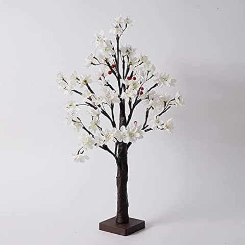 Ercheng 21.7 InchLighted Cherry Blossom Tree, 24 LEDs Artificial Tabletop Cherry Blossom Bonsai Lights, USB Plug + Battery Operated for Home Decoration Cover