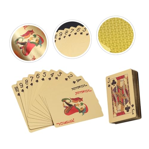 GALPADA Pokerkarten aus Kunststoff Goldfarben Flexibles Spielkartendeck für Reisen und Pokerpartys – Bild 4