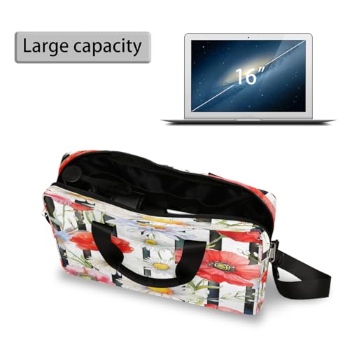 Laptop Bag Daisy Poppy Flower Stripes Laptop Case miniatura 5