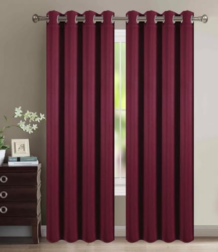 HOMEROKK Lot de 2 Rideaux Occultants 100% Polyester (Bordeaux, 140 X 240 cm)