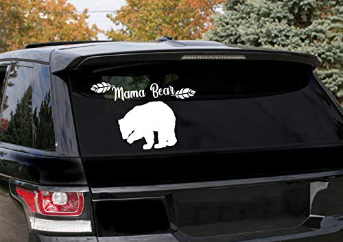 SDA Image Design Shop Funny Decals for Cars Mama Bear Vinyl Decals Stickers for Cars Trucks Boats Laptops or Walls (White, 6 in W x 9 in L) DS-0085