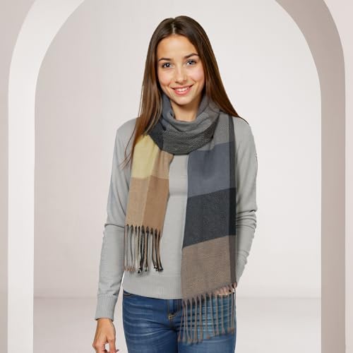 Image of Loritta Winter Scarf for Women, Long Plaid Shawl Wraps Scarves Gifts
