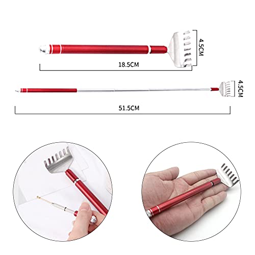 SacJkt Rückenkratzer, Rückenkratzer Ausziehbar aus Edelstahl, Kratzhand Rückenkratzer Ausziehbar von 18cm auf bis zu 51cm für Kopf und Rücken Kratzhand Rückenmassage - Rot - Image 3