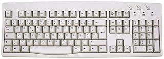 AZERTY Teclado francês europeu marfim/branco com fio com conexão PS2 e adaptador USB – AZERTY teclado digitando teclado para computador