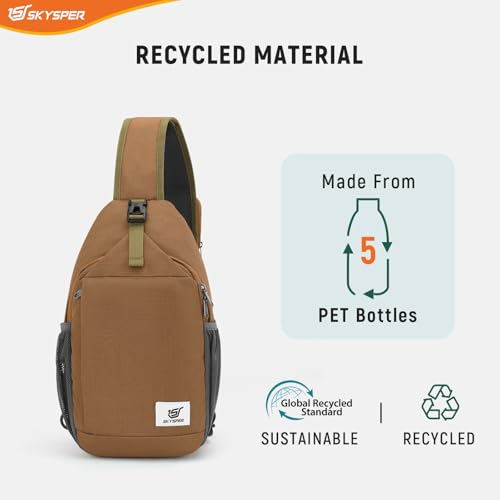 Image of SKYSPER Sling Bag RFID Cross Body Bag Recycled Crossbody Backpack Travel Daypack