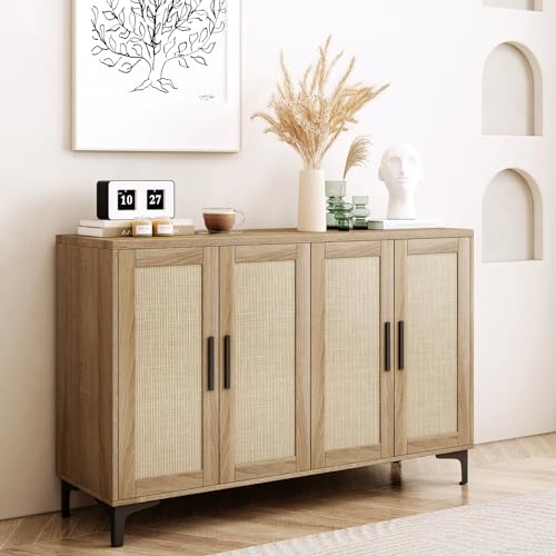 Jheumaj BG001 Sideboard Buffet Cabinet With Storage, Rattan Kitchen Storage Cabinet thumb #2