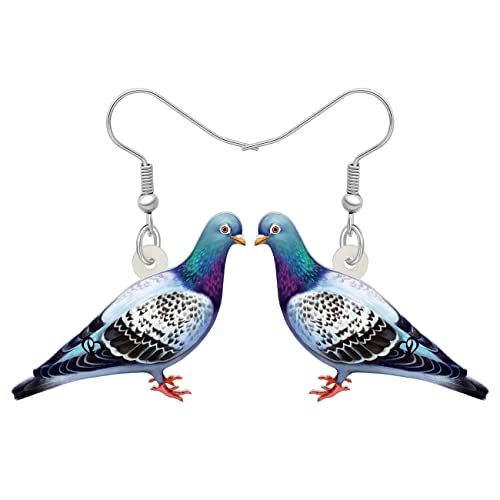 BONSNY Acrílico Lindo Azul Paloma Pájaros Pendientes Colgantes Joyería para Mujeres Señoras Amantes de las Aves (Cielo)