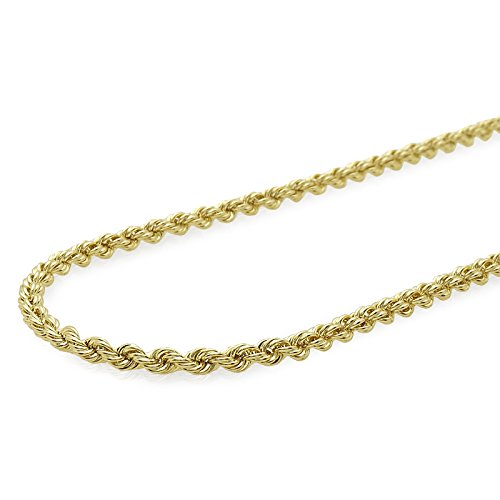 Verona Jewelers 10K Gold 2.5MM Diamond Cut Rope Chain Necklace for Men and Women- Braided Twist Chain Necklace 10K Necklace, 10K Gold Chain (26)