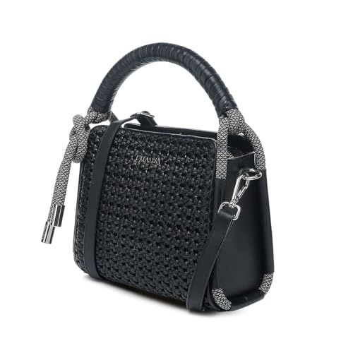 CUADRA |Genuine Leather Crossbody for Women with Woven Detailing and Adjustable Straps BOD2NRS Black3