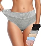 Annenmy Lace Underwear for Women Postpartum Sexy Breathable Hipster Panties High Waist Cotton Stretch Ladies Briefs(Large, 6 Pack)…