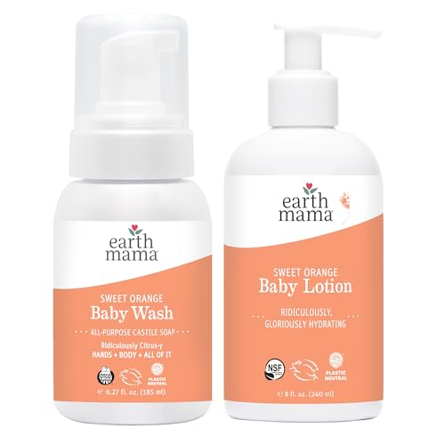 Earth Mama Bathtime Bundle | Sweet Orange Castile Baby Wash & Moisturizing Calendula Lotion