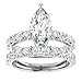 10K Solid White Gold Marquise Cut Moissanite Diamond Solitaire Wedding Ring Set, 1-4 CT, Handmade Engagement Bridal Ring For Her (Main Stone : 4.00 Carat)