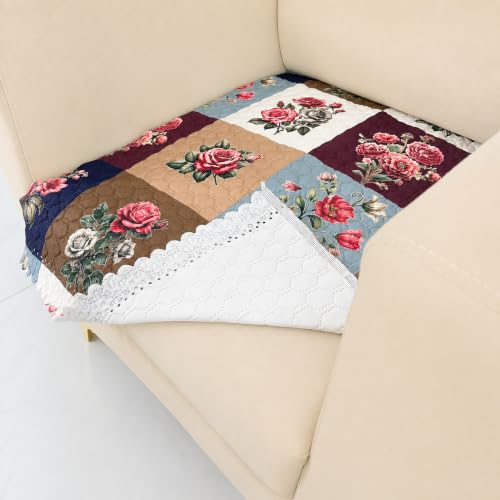 Image of Homerz Premium Printed Quilted Velvet Sofa Slip Cover Protector with Tassels, Sofa Mat, Exact Size, Antislip Cover (Milan, 1 Seater, Half)