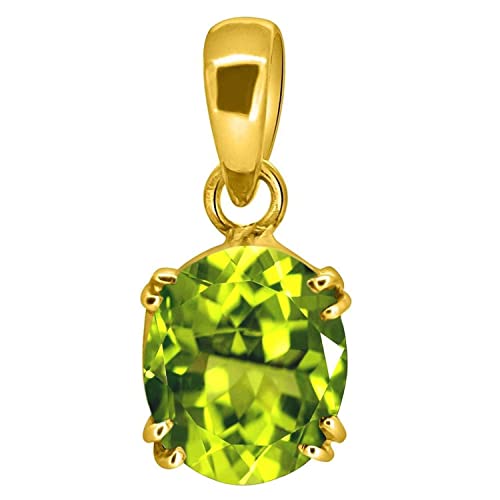 RRVGEM Colgante de peridoto natural suelto de 7 quilates, piedra de peridoto natural, chapado en oro, certificado para hombres y mujeres, chapado en oro, peridoto, Chapado en oro, Peridoto