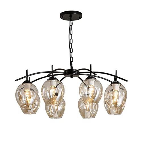 Lustre moderne 8 lumières plafonnier en verre clair pour bar et café