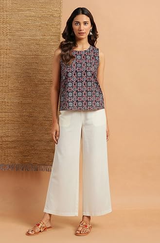 Image of Janasya Women's Cotton Floral Print Regular Top