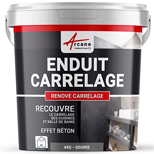 Enduit décoratif carrelage intérieur | Enuit pour mural pour cuisine, salle de bain, plan de travail, crédence : RENOVE CARRELAGE - 4 kg (environ 2,6 m²)...
