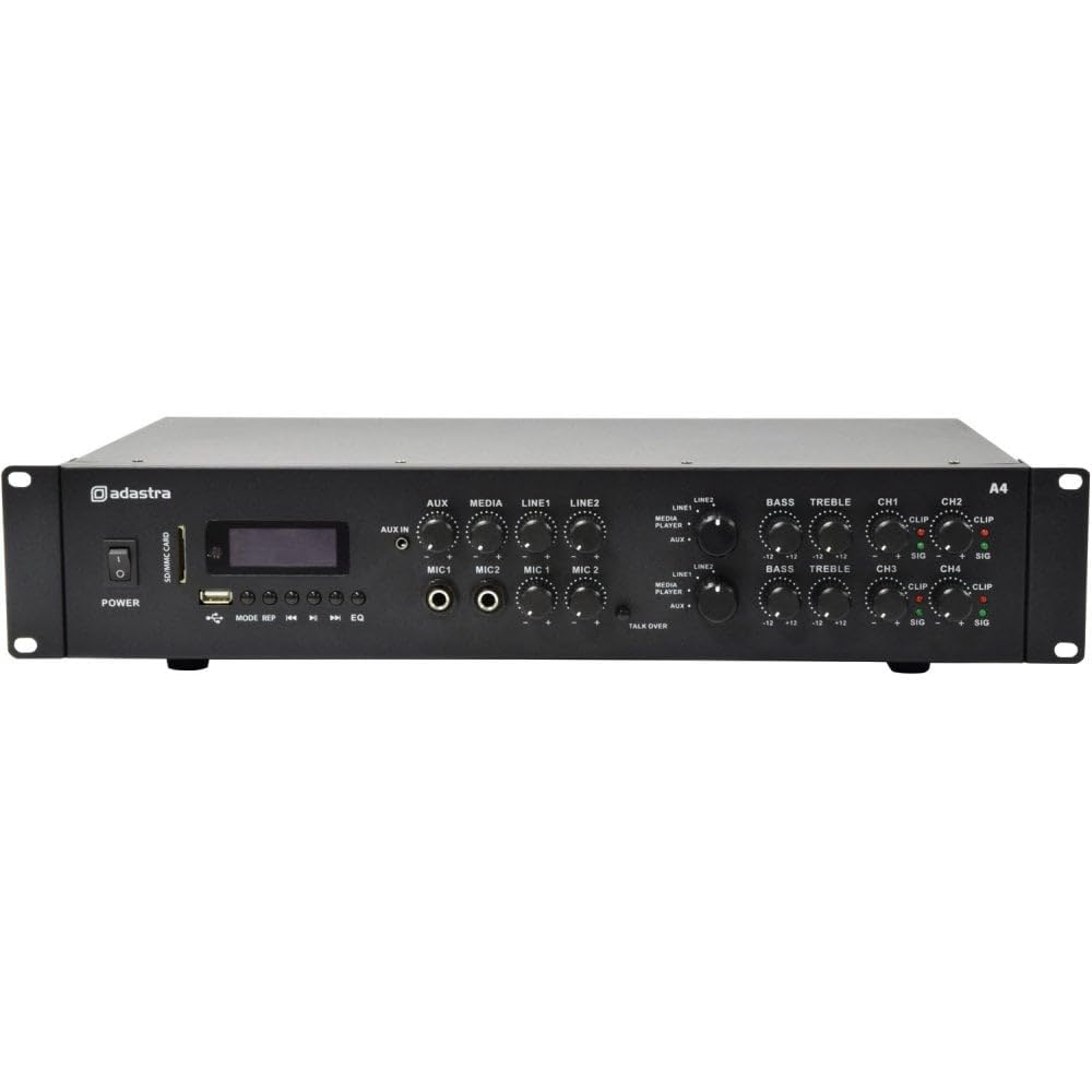 Adastra Podwójny wzmacniacz stereo z Bluetooth i odtwarzaczem multimedialnym 4 x 200 W