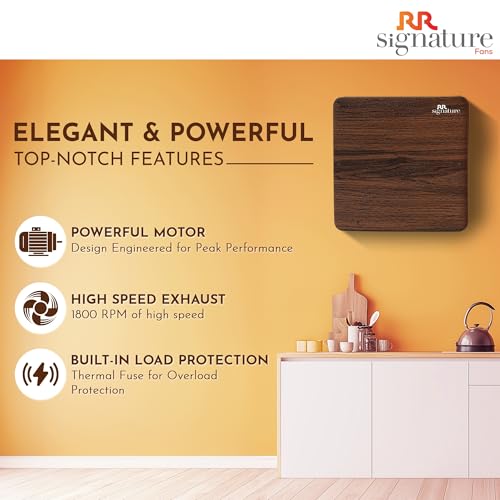 Image of RR Signature Vento Fresh Luxura 150 mm Exhaust Fan For Kitchen, Bathroom | Silent, Compact Design, Easy Install | Thermal Fuse | High Speed 100% Powerful Copper Motor | 2 Year Warranty [Wood Finish]