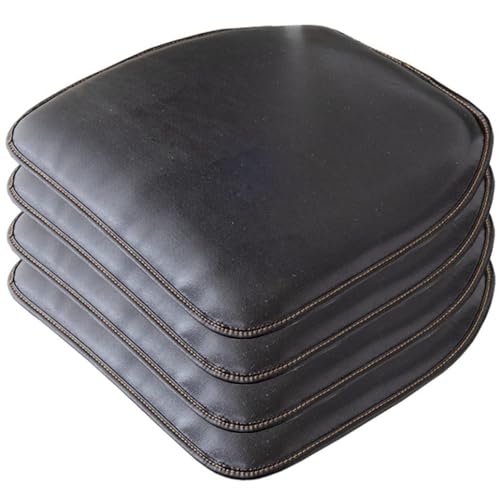 Faux Leather Dining Chair Cushions Non-Slip Upholstered Seat Pads for Kitchen & Dining Room 40x43cm Black Set of 4 Comfortable &Chair Covers