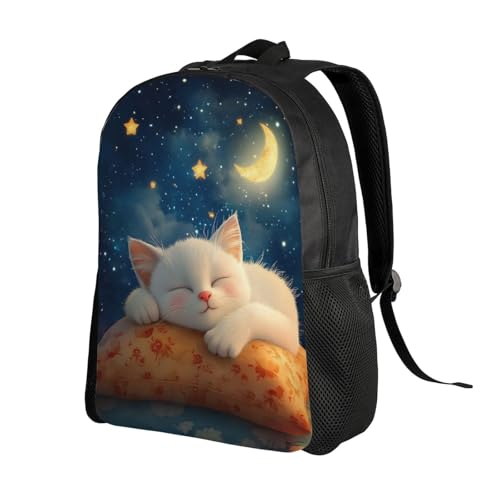 Lightweight Backpack Cat Moon Stars Sleep 16Inch Waterproof Backpack Gym Casual Daypack for Women Men Gift2